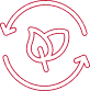 Leaf with circular arrows, symbolizing sustainability or eco-friendly practices.